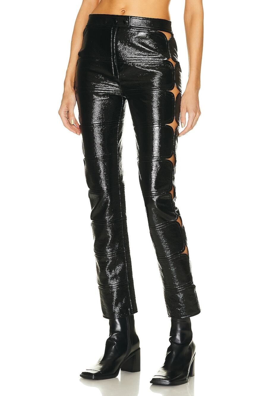 Courreges Glossy Black Diamond Vinyl Pants Size 40 EU / US 8-10
